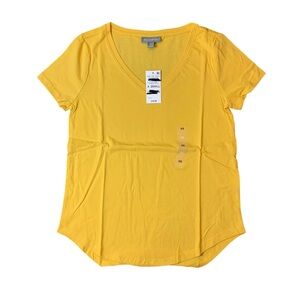 Style & Co Women's Corn Yellow V-Neck T-Shirt size Xsmall